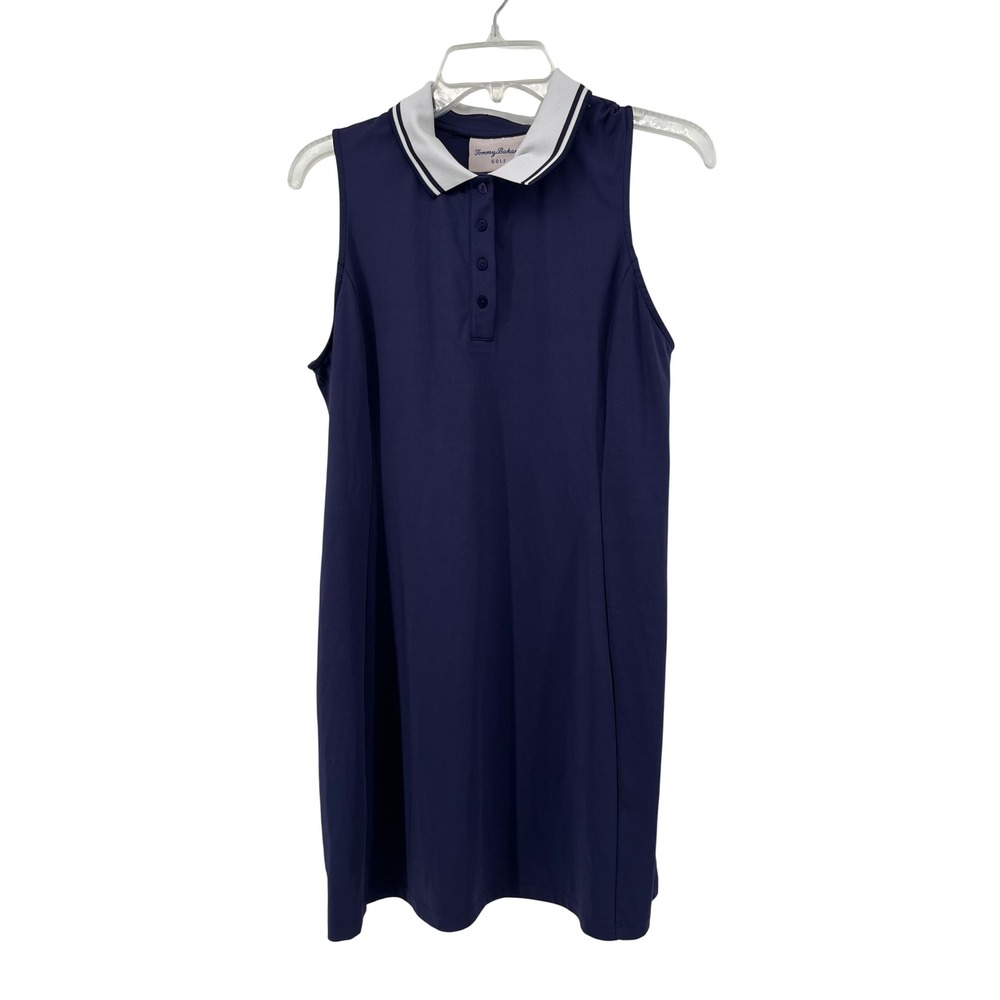 Tommy Bahama Golf Dress Womens Large Navy Blue Sleeveless Polo Tipped Collar L‎